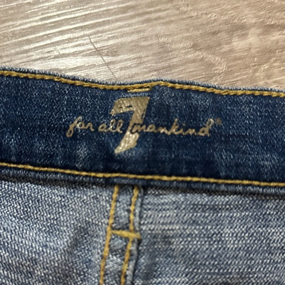 7 For All Mankind Dark Blue Distressed Jean Shorts - Picture 5 of 5